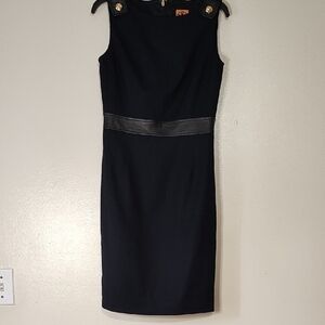 Tory Burch Navy Blue Sleeveless Dress with Leather Detail size 2